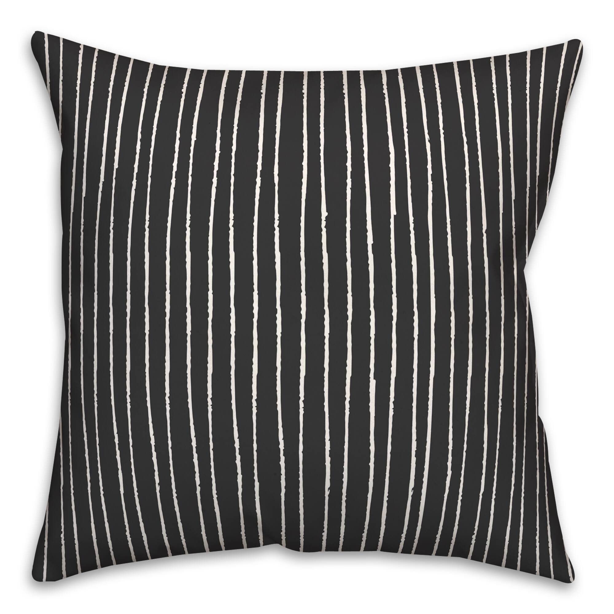Black White Lines 18" x 18" Throw Pillow